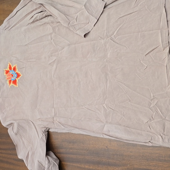 LUNA MOON women's Small Embroidered Tunic Taupe Salmon - Picture 6 of 6